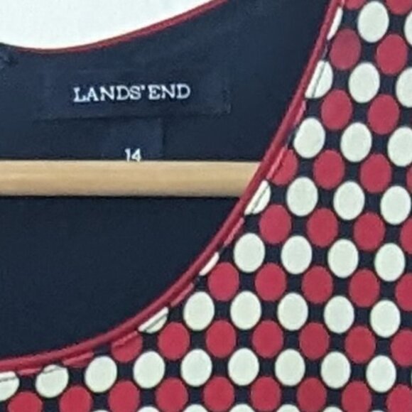 LANDS’ END Polka Dot Keyhole Sheath Dress Bias Cut Sleeveless Pockets MCM Retro - Picture 8 of 8